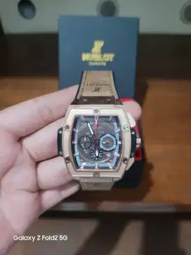 Hublot senna champion chrono tgl aktif leather strap gold ori mulus