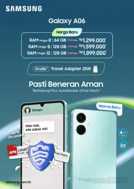 Samsung A06 128GB (NEW SEGEL RESMI) COD FREE ONGKIR & Kredit Tanpa DP