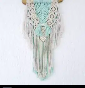 Lampu belajar estetik dan arsitek,pajangan dinding macrame, jam weker