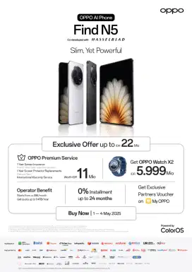 READY OPPO Find N5 Garansi Resmi, Cicilan With AVANTO