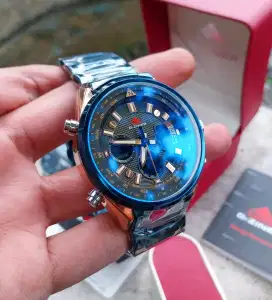 Jam Tangan DZINER D-8338 Dual Time Full Stainless Anti Karat • NEW ORI