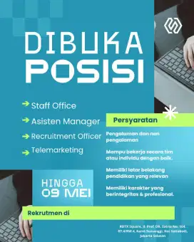 DI BUTUHKAN SEGERA STAFF KANTOR 5-10 Orang