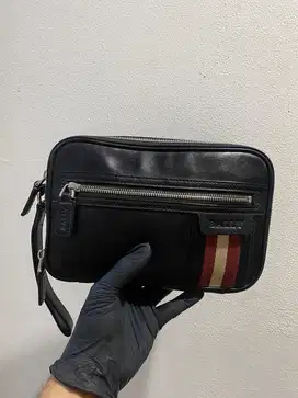Handbag bally thames black leather double zipper original