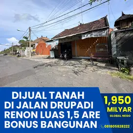 Dijual Tanah Bonus Bangunan 1,5 Are Jarak 10 Meter Dari Jalan Utama
