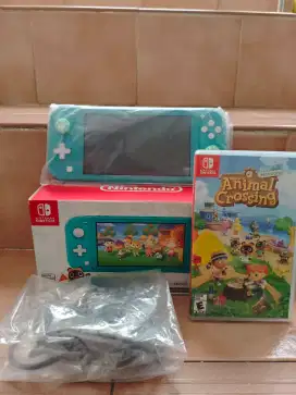 Jual santai Switch lite OFW+bundling kaset animal crossing