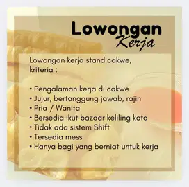 Lowongan kerja stand Cakue
