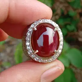 Merah Maron Red Blood Ruby 9.90 ct Ring Perak Handmade