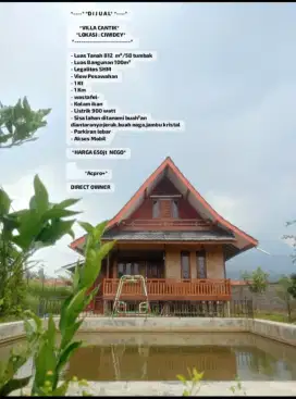 Dijual- vila+kolam-ikan dengan luas tanah 58-tumbak/812-m².lok-ciwidey