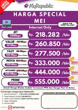 Pasang Internet Wifi MyRepublic Murah