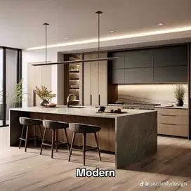 Custom Interior Kitchen Set, Backdrop TV, Lemari, Wardrobe