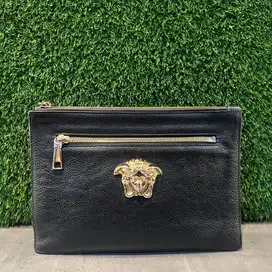 Versace Black Medusa Leather Clutch Bag