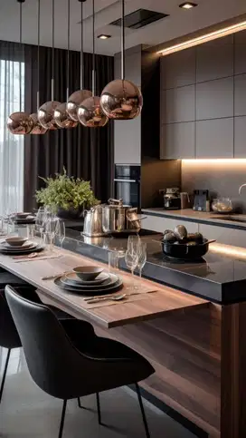 Custom Interior Kitchen Set, Backdrop TV, Lemari, Wardrobe