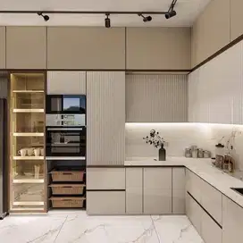 Custom Interior Kitchen Set, Backdrop TV, Lemari, Wardrobe