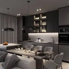 Custom Interior Kitchen Set, Backdrop TV, Lemari, Wardrobe