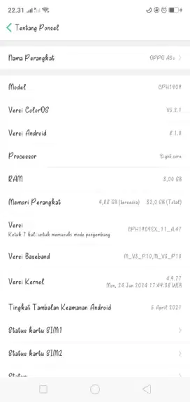 Dijual hp Oppo a5s