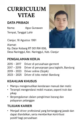 Cari kerjaan sebagai supir