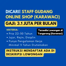 DICARI STAFF UNTUK GUDANG ONLINE SHOP RAJIN, DISIPLIN, DAN TELITI