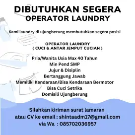 Dibutuhkan Operator Laundry