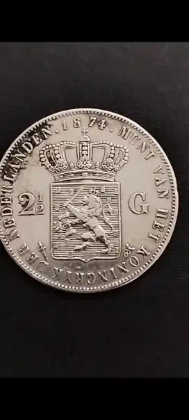 Koin perak 2½ gulden willem 1874