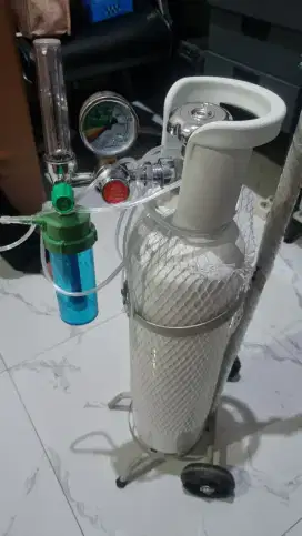 Tabung Oksigen 1M3 Komplit Troly Dan Regulator Set Lengkap