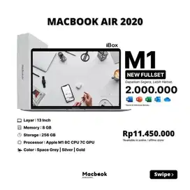 New Macbook Air 2020 RAM 8/256 GB Apple M1