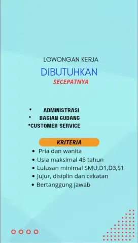 Loker bandung dibutuhkan segera