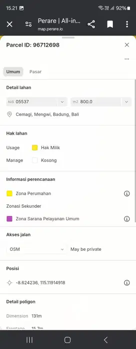 Tanah murah dekat pantai cemagi