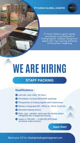 Admin packing logistik