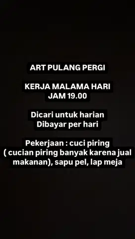 ART PULANG PERGI || GAJI HARIAN