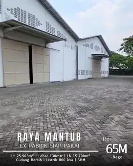 Gudang Ex Pabrik di Raya Mantup Lamongan siap pakai