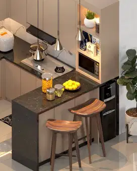 Custom Interior Kitchen Set, Backdrop TV, Lemari, Wardrobe