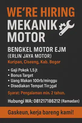 Mekanik Motor, Bengkel EJM