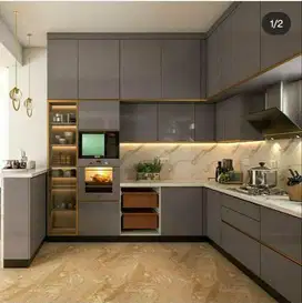 Custom Interior Kitchen Set, Backdrop TV, Lemari, Wardrobe