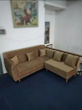 SET Sofa L Retro 3.1seater + Bantal Sofa - Kursi Tamu
