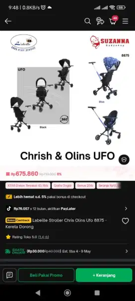 Stroller stroler Baby lipat - Kereta Lipat Bayi Anak UFO
