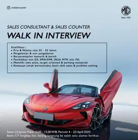 Lowongan kerja sales Mobil MG pondok indah