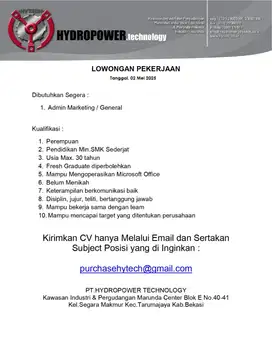 Lowongan Kerja ( Admin & Drafter )
