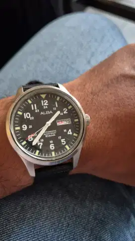 Alba Mechanical Field Military AL4223X1 Men Black Dial BlackNylonStrap