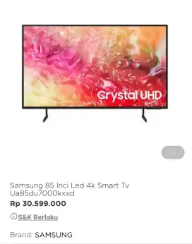 Samsung led tv smart 85 inci