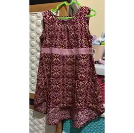 Dress batik anak maroon