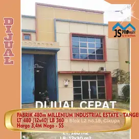 DIJUAL CEPAT PABRIK 480m MILLENIUM INDUSTRIAL ESTATE - TANGERANG - SS