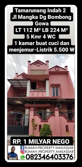 Tamarunang Indah 2  Jl Mangka Dg Bombong Gowa LT 112 LB 224 5 Kmr 4WC
