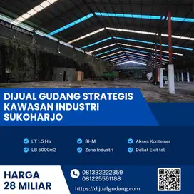 Dijual gudang industri lokasi Sukoharjo sangat strategis Luas 1.5 Ha