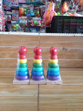 mainan anak donat susun kayu