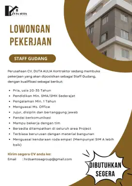 Lowongan Staff Gudang Material
