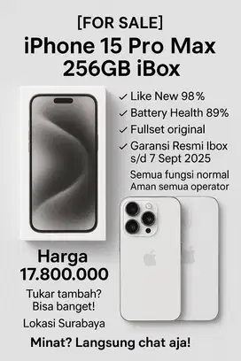 iPhone 15 Pro Max 256GB iBox Garansi On ProMax 256 Blibli Digimap GDN