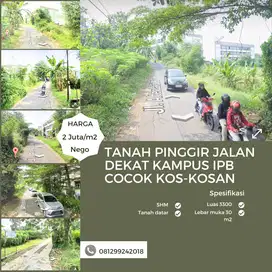 Tanah Pinggir Jalan Dekat Kampus IPB Bogor Cocok Kos-kosan Dan SHM