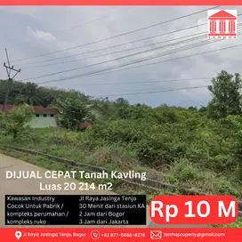 DIJUAL CEPAT Tanah Kavling Industrial Jl Raya Jasinga Tenjo