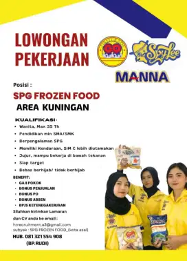 Di cari Segera..!  SPG Frozen food utk area kuningan