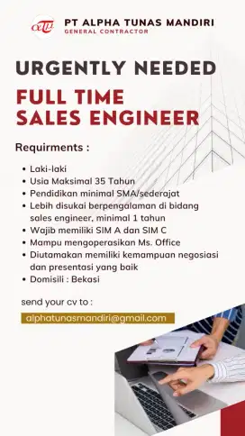 Dibutuhkan Sales Engineer